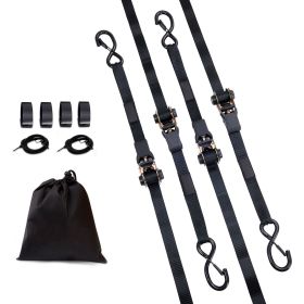Ratchet Tie Down Straps (4PK), 2200 lb Max Break Strength, Includes 4 Premium 1" x 15' Rachet Tie Downs with Padded Handles, for Moving Securing