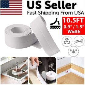 10.5FT PVC Self Adhesive Caulk Sealing Strip Tape For Kitchen Wall Sink Toilet (size: 10.5ft x 0.9in)