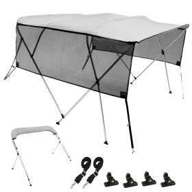 4 Bow Bimini Top Boat Cover, Detachable Mesh Sidewalls, 600D Polyester Canopy with 1" Aluminum Alloy Frame, Includes Storage Boot, 2 Straps (Default: Default)